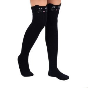 womens socks, long socks, cat fashion, cat clothes, knee high socks, cat socks, black cats, gray cats