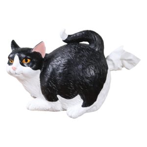 tuxedo cat, black and white cat, funny, humor, office decor, bathroom decor, cat decor, home decor, cat butt, cat kleenex holder, cat tissue holder
